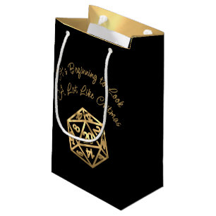 RPG Critmas Gold Fantasy Tabletop Gamer Dice Small Gift Bag