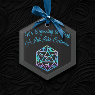 RPG Critmas   Holo Retro Tabletop Role Player Dice Ceramic Ornament