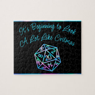 RPG Critmas   Holo Retro Tabletop Role Player Dice Jigsaw Puzzle