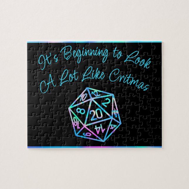 RPG Critmas | Holo Retro Tabletop Role Player Dice Jigsaw Puzzle (Horizontal)
