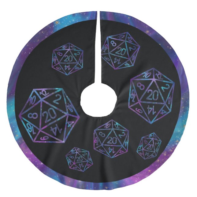 RPG Critmas | Nebula Fantasy Tabletop Gamer Dice Brushed Polyester Tree Skirt (Front)