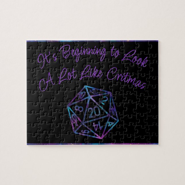 RPG Critmas | Purple Fantasy Tabletop Gamer Dice Jigsaw Puzzle (Horizontal)