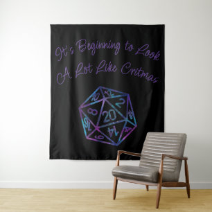 RPG Critmas   Purple Fantasy Tabletop Gamer Dice Tapestry
