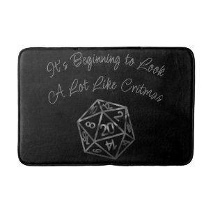 RPG Critmas   Silver Fantasy Tabletop Gamer Dice Bath Mat