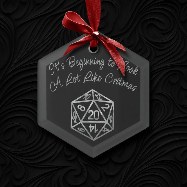 RPG Critmas | Silver Fantasy Tabletop Gamer Dice Ceramic Ornament (Creator Uploaded)