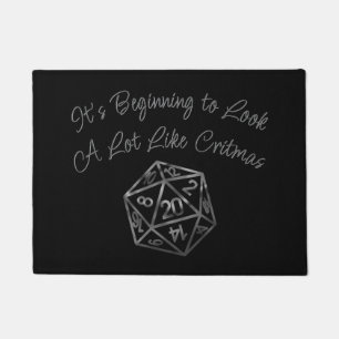 RPG Critmas Silver Fantasy Tabletop Gamer Dice Doormat