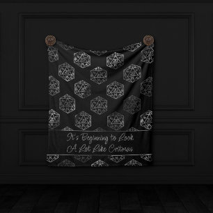RPG Critmas   Silver Fantasy Tabletop Gamer Dice Fleece Blanket