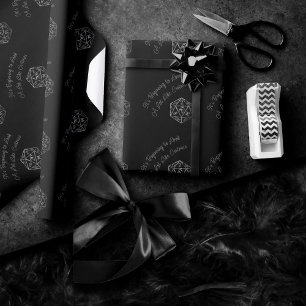 RPG Critmas   Silver Fantasy Tabletop Gamer Dice Wrapping Paper