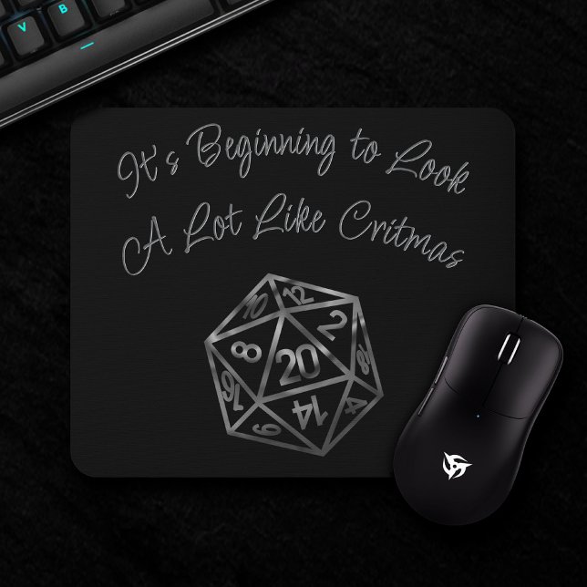 RPG Critmas | Silver PNP Tabletop Role Player Dice Mouse Pad (Creator Uploaded)