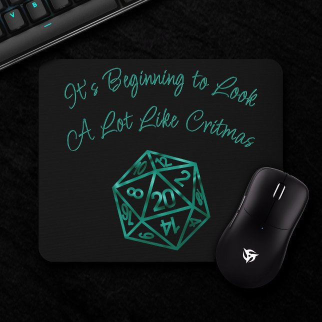RPG Critmas | Teal Green Tabletop Retro Gamer Dice Mouse Pad (Creator Uploaded)