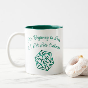 RPG Critmas   Teal Green Tabletop Retro Gamer Dice Two-Tone Coffee Mug