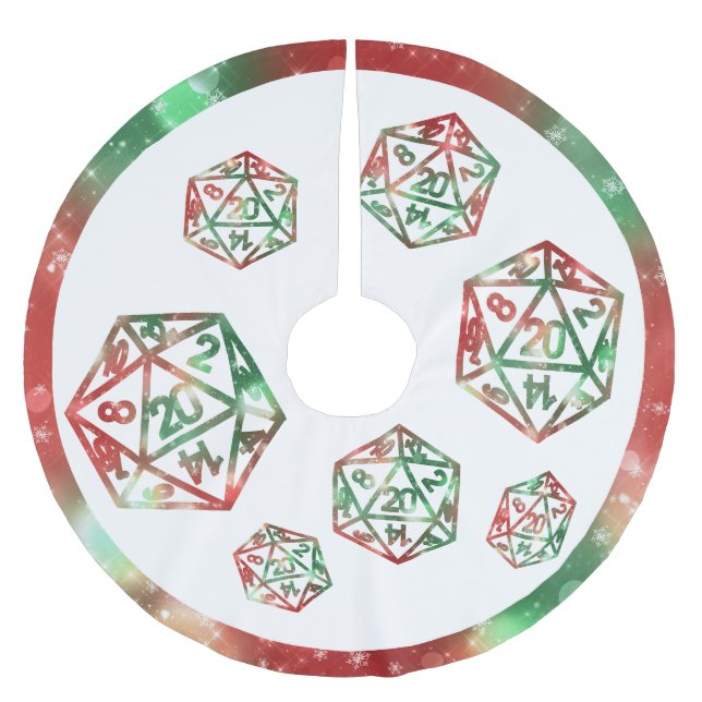 RPG Critmas | XMAS Fantasy Tabletop Gamer Dice Brushed Polyester Tree Skirt (Front)