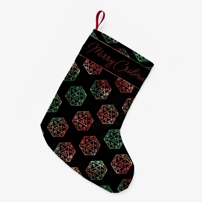 RPG Critmas | XMAS Fantasy Tabletop Gamer Dice Small Christmas Stocking (Front (Hanging))