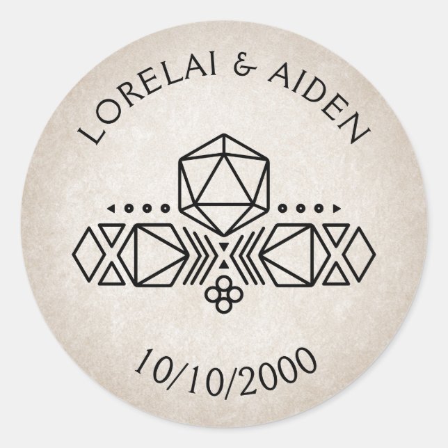 RPG D20 Gamer Wedding Classic Round Sticker (Front)