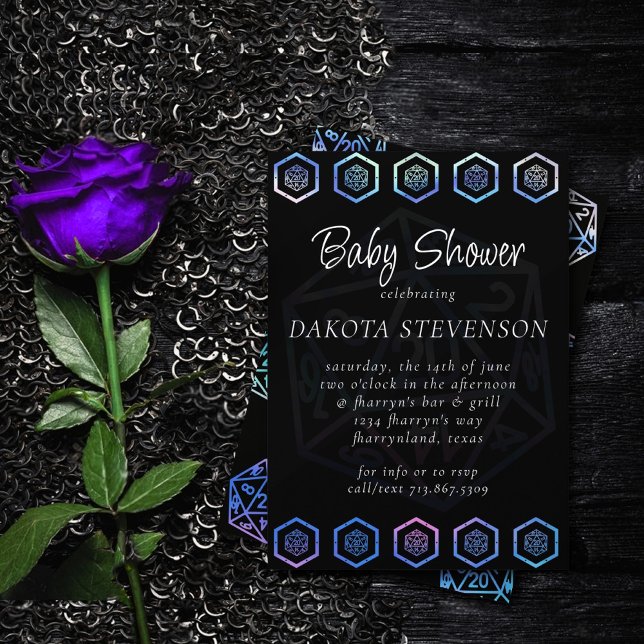 RPG Dice | Aurora Tabletop PnP Role Player Shower Invitation (Creator Uploaded)