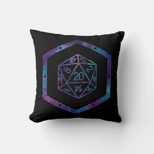 RPG Dice | Blue Old School Tabletop Role Player Throw Pillow (Front)