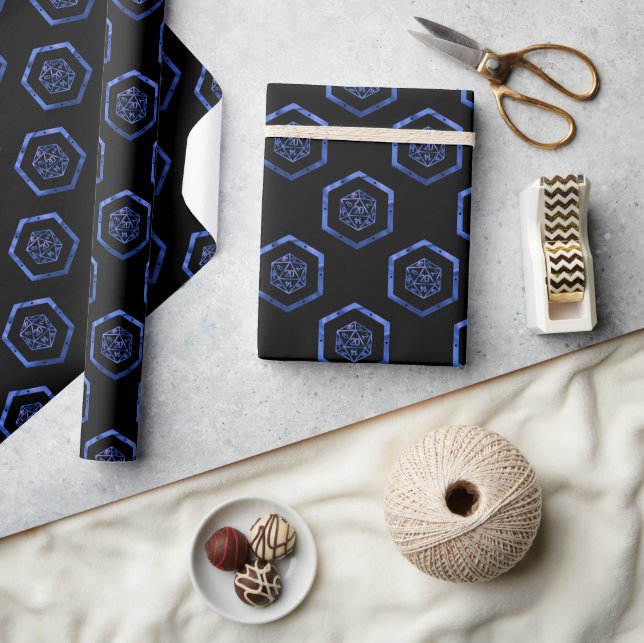 RPG Dice | Blue Old School Tabletop Role Player Wrapping Paper (Crafts)