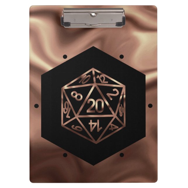 RPG Dice | Copper Fantasy Retro Tabletop PnP Gamer Clipboard (Front)