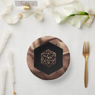 RPG Dice Copper Fantasy Retro Tabletop PnP Gamer Paper Plate