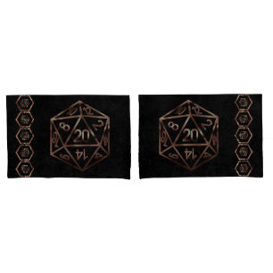 RPG Dice   Copper Fantasy Retro Tabletop PnP Gamer Pillowcase