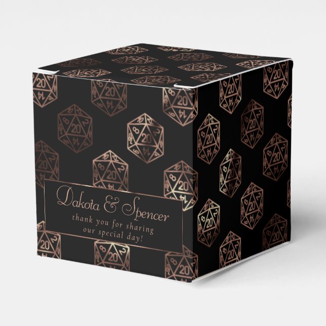 RPG Dice | Copper Fantasy Tabletop Gamer Custom Favor Box (Front Side)