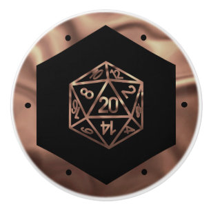 RPG Dice Copper Old School Tabletop Role Player Ceramic Knob