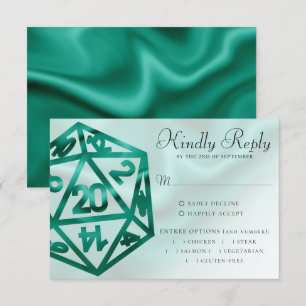 RPG Dice   Emerald Fantasy Tabletop Gamer Entree RSVP Card
