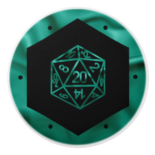RPG Dice   Emerald Fantasy Tabletop Retro Gamer Ceramic Knob
