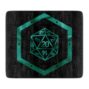 RPG Dice Emerald Fantasy Tabletop Retro Gamer Cutting Board