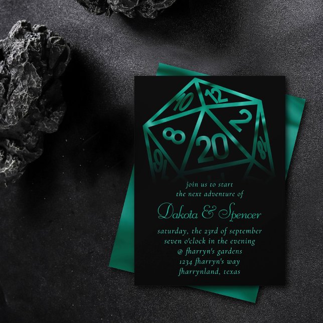 RPG Dice | Emerald Fantasy Tabletop Retro Gamer Invitation (Creator Uploaded)