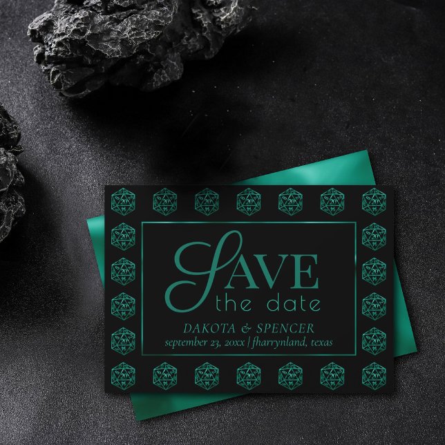 RPG Dice | Emerald Fantasy Tabletop Retro Gamer Save The Date (Creator Uploaded)