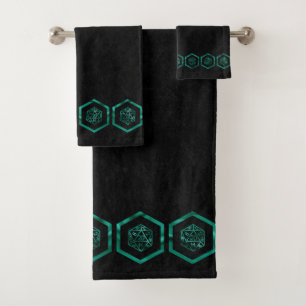 RPG Dice   Emerald Green Fantasy Tabletop Gamer Bath Towel Set