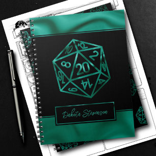 RPG Dice Emerald Tabletop PnP Gamer Character Notebook