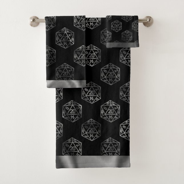 RPG Dice | Fantasy Old School Tabletop Retro Gamer Bath Towel Set (Insitu)