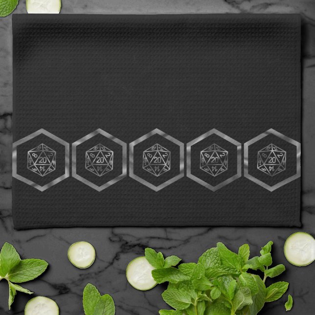 RPG Dice | Fantasy Old School Tabletop Retro Gamer Kitchen Towel (Creator Uploaded)