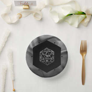 RPG Dice Fantasy Old School Tabletop Retro Gamer Paper Plate