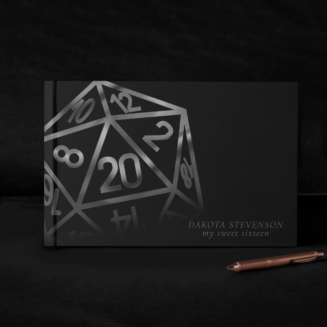 RPG Dice | Fantasy Retro Tabletop PnP Gamer Custom Guest Book (Creator Uploaded)