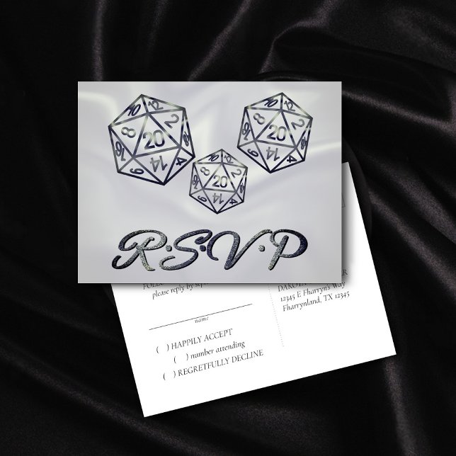 RPG Dice | Fantasy Tabletop Gamer Dice Event RSVP Invitation Postcard (Creator Uploaded)