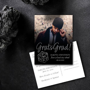 RPG Dice   Fantasy Tabletop Gamer Photo Graduation Announcement Postcard