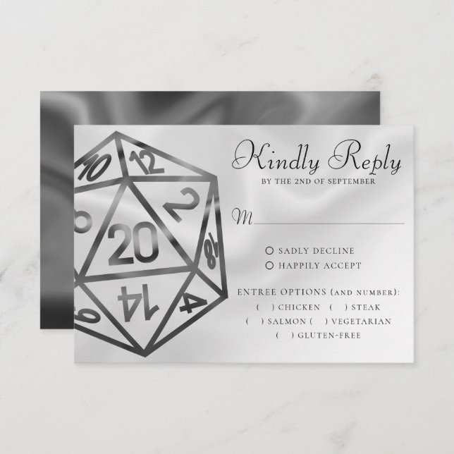 RPG Dice | Fantasy Tabletop Retro Gamer Entree RSVP Card (Front/Back)