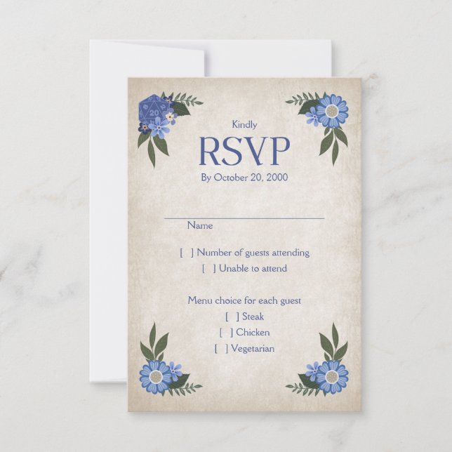 RPG Dice Gamer Wedding RSVP Card (Front)
