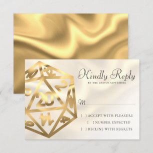 RPG Dice   Gold Fantasy Retro Tabletop PnP Gamer RSVP Card
