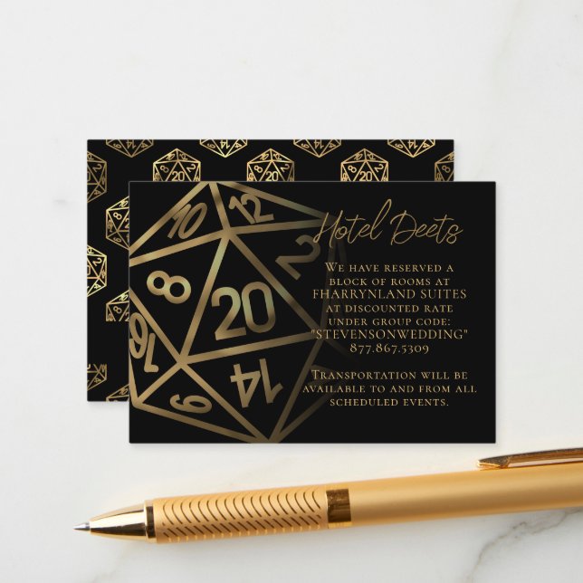 RPG Dice | Gold Fantasy Tabletop Gamer Details Enclosure Card (Front/Back In Situ)