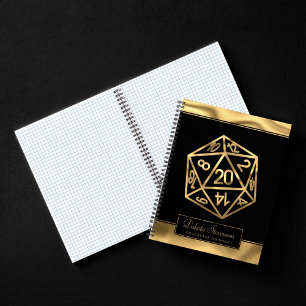 RPG Dice   Gold Fantasy Tabletop Gamer Graph Paper Notebook