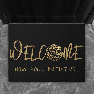 RPG Dice   Gold Fantasy Tabletop PnP Gamer Welcome Doormat