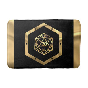 RPG Dice Gold Fantasy Tabletop Retro PnP Gamer Bath Mat
