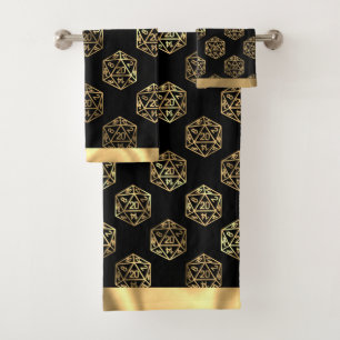 RPG Dice   Gold Fantasy Tabletop Retro PnP Gamer Bath Towel Set