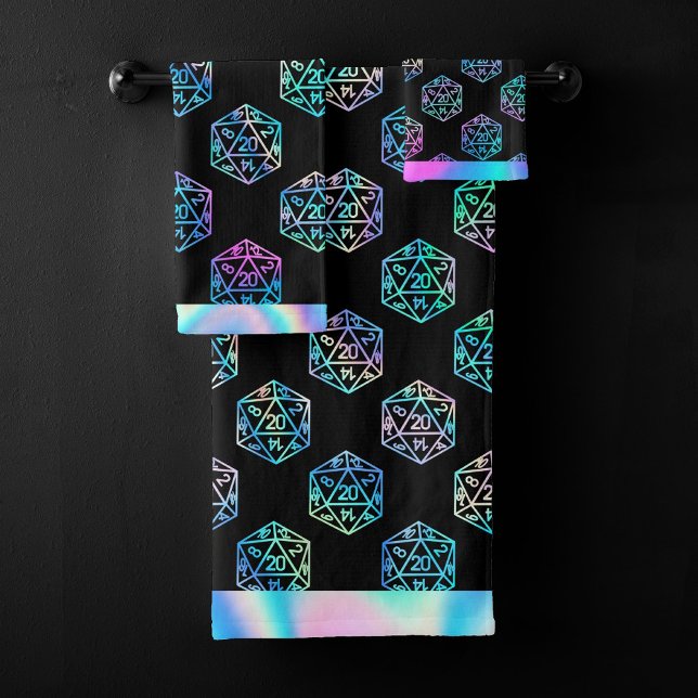 RPG Dice | Holo Old School Tabletop Role Player Bath Towel Set (Creator Uploaded)