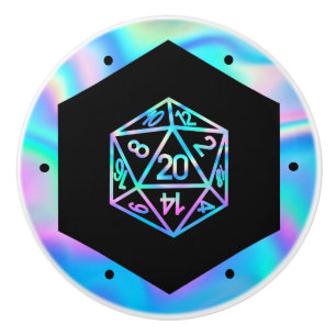 RPG Dice Holo Old School Tabletop Role Player Ceramic Knob