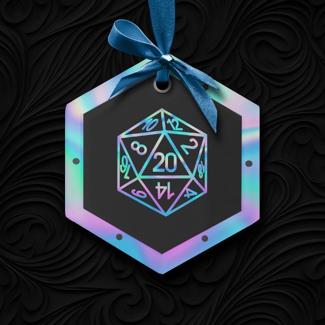 RPG Dice | Holo Old School Tabletop Role Player Glass Ornament (Creator Uploaded)